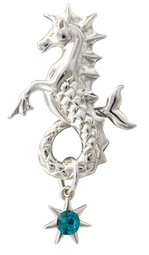 Poseidon's Steed 925 Sterling Silver Pendant Necklace by Anne Stokes Seahorse