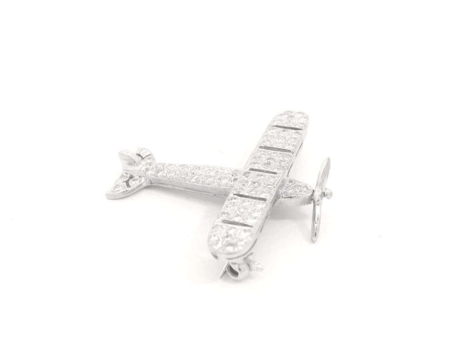 Pin de solapa de avión oro de 18 quilates y diámetro. 0,60 ct. Foto 2 de 4