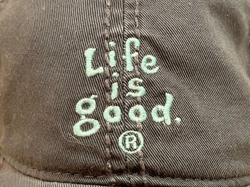 Life is Good Script Logo Side Heart Hat Chill Cap True Blue Women Fit - Picture 10 of 10