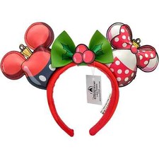 DisneyParks Christmas Loungefly Ornament Ears Minnie Mouse Bow Headband Ears