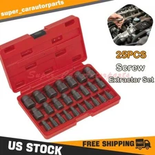 25 Pcs Multi-Spline Screw Extractor Set Hex Head Bit Socket Wrench Bolt Remover