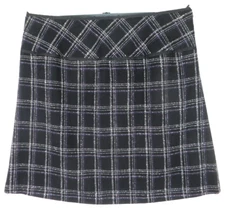 NORTON & CO Womens Acrylic Slight A-Line Skirt Plaid Lined Black White 22W Plus