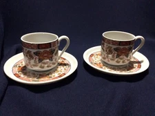 Georges Briard PEONY 2 Tea/Coffee Cups and 2 Saucer Plates - Excellent Condition