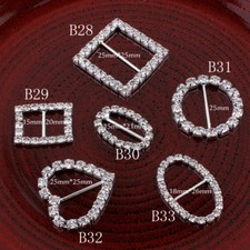 120pcs Bling Rhinestone Buckles Sliders For Clothes Clear Crystal Ribbon Buckles