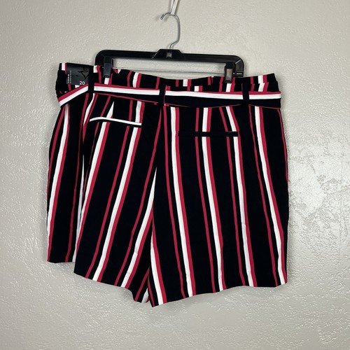 Torrid Size 20 Black & Pink Striped Tie Mid Rise Shorts New Whit Tags - Picture 13 of 13