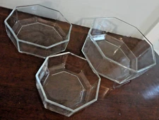 VINTAGE ARCOROC FRANCE CLEAR GLASS OCTIME MULTI-PURPOSE 3 BOWLS SET 7.5"/6"/5.5"