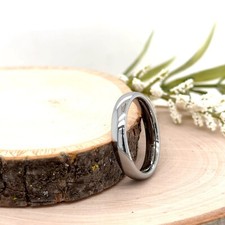 Polished Domed Scratch-Proof Band 4mm Silver Tungsten His & Her Christmas Ring