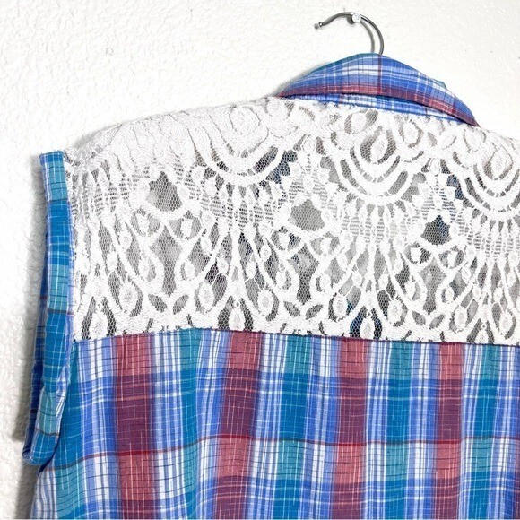 Roxy Plaid Button Down Womens Medium Boho Western… - image 4