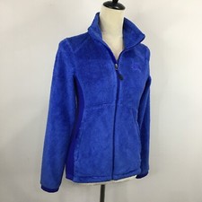 THE NORTH FACE Womens sz XS Blue Adj Drawstring Hem Pile Furry Zip Pocket Jacket