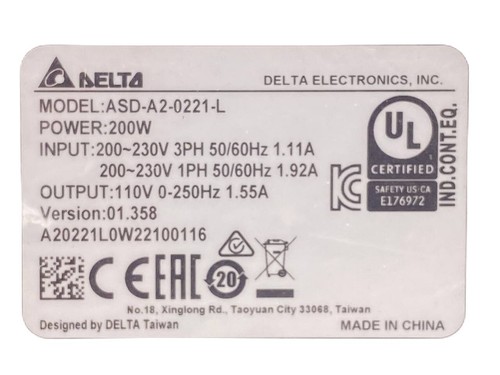 DELTA ASD-A2-0221-L AC SERVO DRIVE - Picture 2 of 8