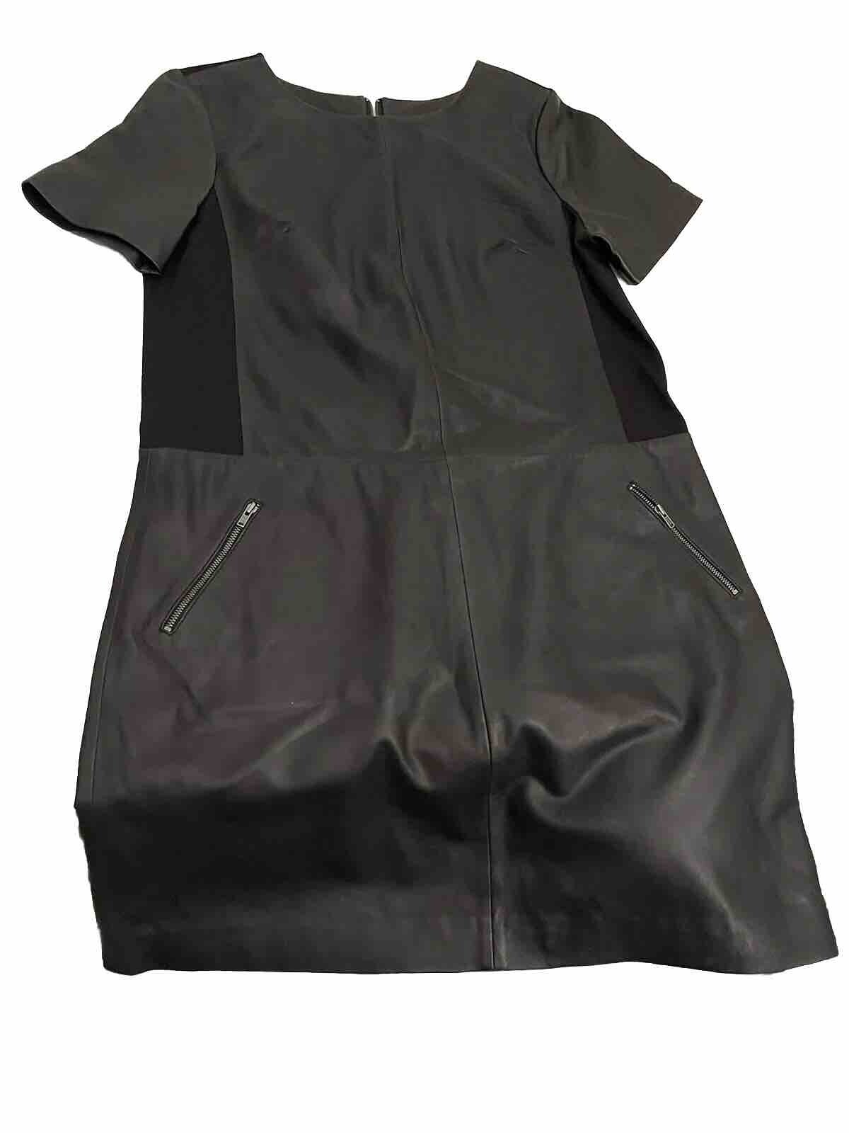 Halogen Black Lambskin Leather Knit Shift Mini Dr… - image 12