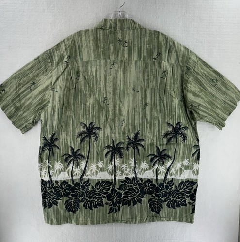 Hawaiian Togs Mens Shirt Palm Tree Sunset Size 2XL Green Lulua Beach - Picture 9 of 9