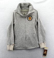 CCM Boston Bruins Sweatshirt Women Small Gray NHL Hockey Full Zip Soft Lined New