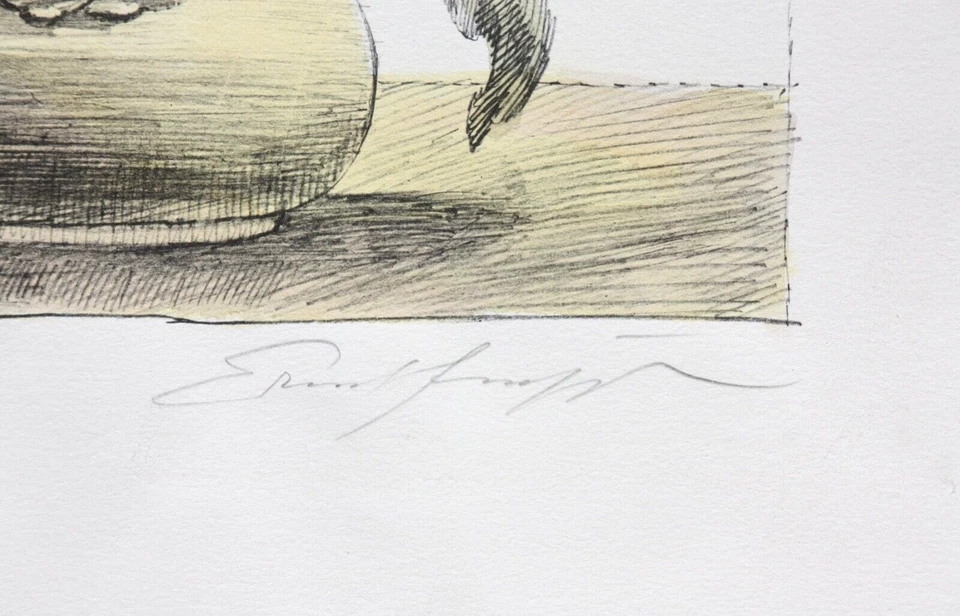 Ernst Fuchs (1930-2015), sign. Lithographie, handkol. "Flamboyanter Strauß" 1986 - Bild 4 von 4