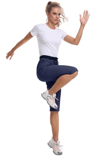 Women Outdoor Hiking Capri Cargo Pant Quick Dry Lightweight Casual Walking Pant - Picture 41 of 96