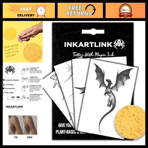 INKARTLINK Western Dragon Kit Temporary Tattoos, Realistic Waterproof - product listing photo