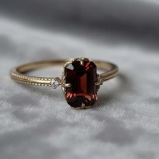 Vintage Genuine Garnet Rings 14k Gold Plated, Natural Garnet Ring Gift For Woman