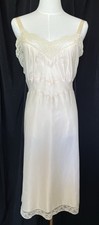 Vintage 100 Silk Full Slip S M Pale Peach Nightgown Gown Dress Lace Lingerie