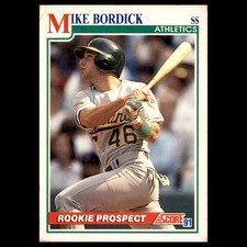Mike Bordick Rookie #339.0 1991 Score Oakland Athletics Baseball Card MLB. rookie card picture