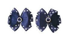 2 x Decorative Blue Hair Clips Velvet Satin Diamante Beaded Crafts Arts Dress