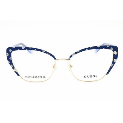 Guess GU50122 092 Gold Blue Cat Eye Metal Optical Eyeglasses Frame 54-16-145