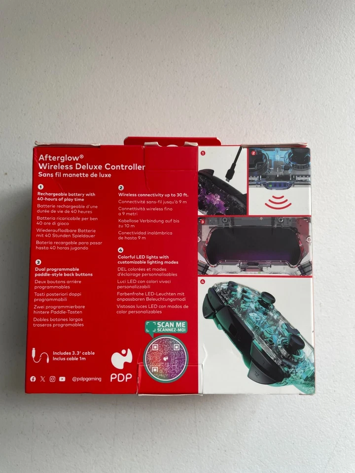 PDP Gaming Afterglow Wireless Nintendo Switch Pro Controller New Sealed - Image 3 of 4