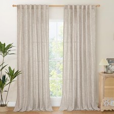 84 Inch Length Linen Curtains for Living Room 52"W x 84"L Pack of 2 Natural