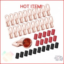 XHF 20PCS 2 AWG-5/16 Heavy Duty Battery Lugs With 3:1 Heat Shrink Tubing, Ring T