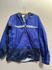 LL Bean Windbreaker Jacket Youth Size XL 18 Hooded Anorak Nylon Blue Gorpcore