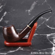 Pipa classica curva in ebano con cerchio, ebano 9MM filtrata pipa fatta a mano