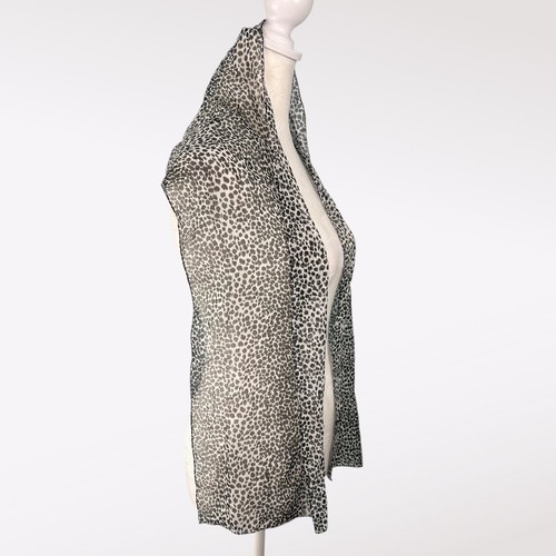 Vintage Black & White Animal Print Sheer Long Scarf Lightweight Chiffon - Picture 5 of 9