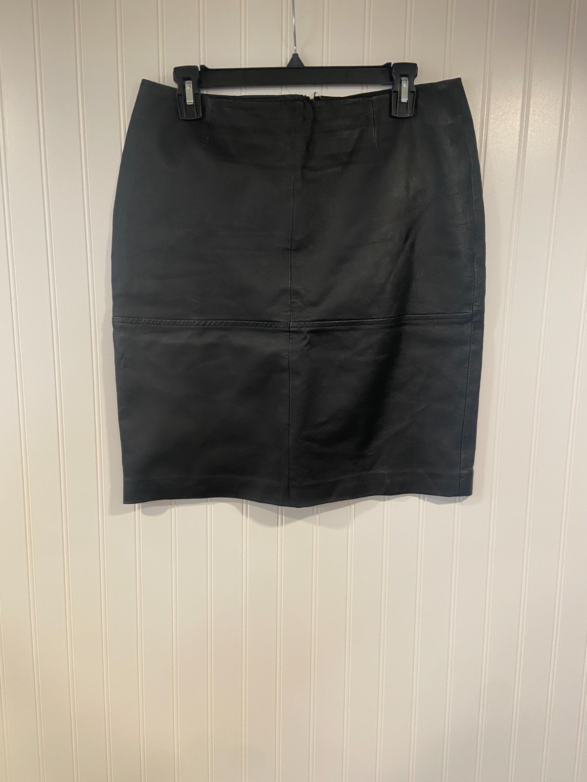 Newport News Women's Size 10 Black Genuine Leather Short Skirt Lined 90's Biker