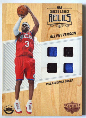 2016-17 Allen Iverson UD Supreme Hard Court Quad Game Used Jersey/Floor #CLR-AI5