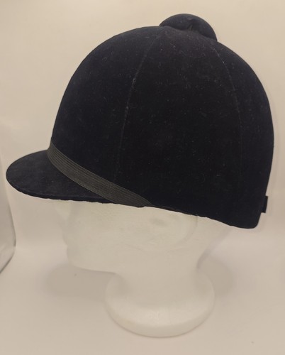 Rochester Hills Black Velvet Equestrian Riding Hat Helmet 6 7/8 & Rain Cover 