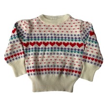 Vintage 1980s VBH Just 4 Kids Knitted Acrylic Sweater Heart Valentine  s Sz 4