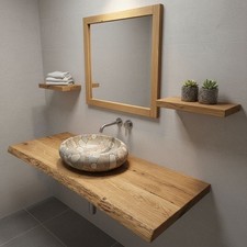 Altholz Eiche Waschtischplatte Rustikal Tischplatte 4cm Naturbelassene Baumkante