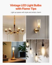LED Candelabra Bulbs, 12-Pack Dimmable Chandelier Light Bulbs, Vintage Flame Tip