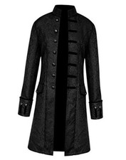 Men's Steampunk Coat Colonial Jacket Vintage Medieval Victorian Large Black