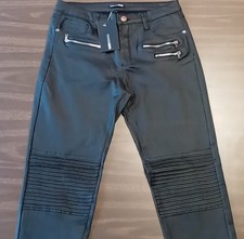 Fashion Nova Black Faux Leather Everlong Moto Pants Size L.