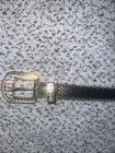 Womens CACHE  Black Leather Snake Embossed Rhinestone Buckle Belt Sz. S.  EUC — photo 2