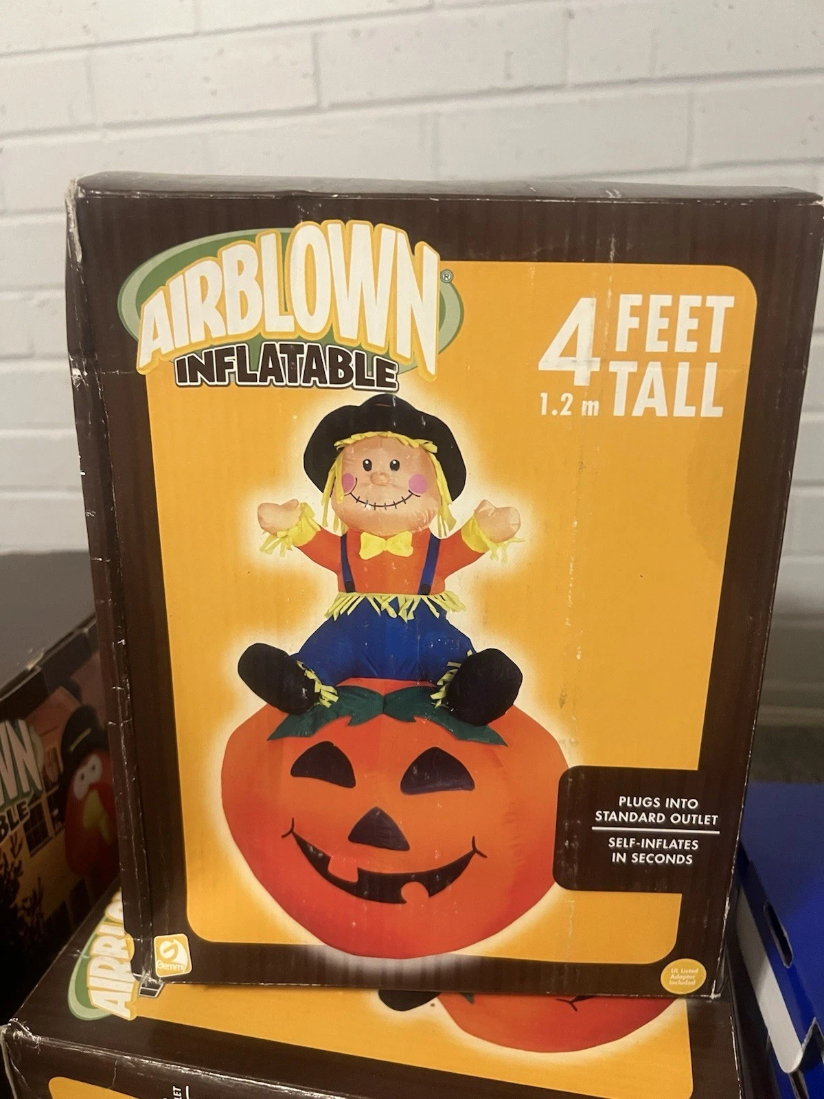 Gemmy 2005 4ft Tall Scarecrow On Pumpkin Thanksgiving Airblown Inflatable