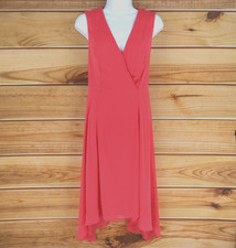 Chaps Sleeveless Midi Dress Lined Crossover V-Neck Womens Size 6 Pink Zip Close