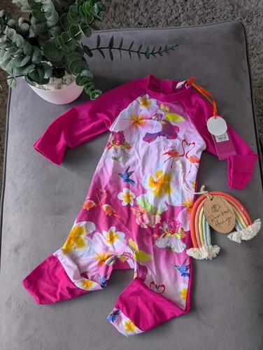 nuovo Ted Baker bambina nuoto tutto in uno con cappello età 4-5 anni Sunsafe UV rosa estate - Foto 1 di 14