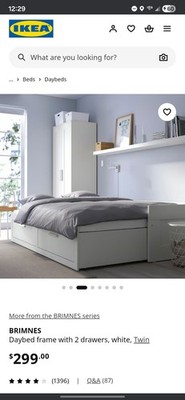 IKEA BRIMNES Daybed Frame White Twin with 2 Drawers Wood Frame | eBay