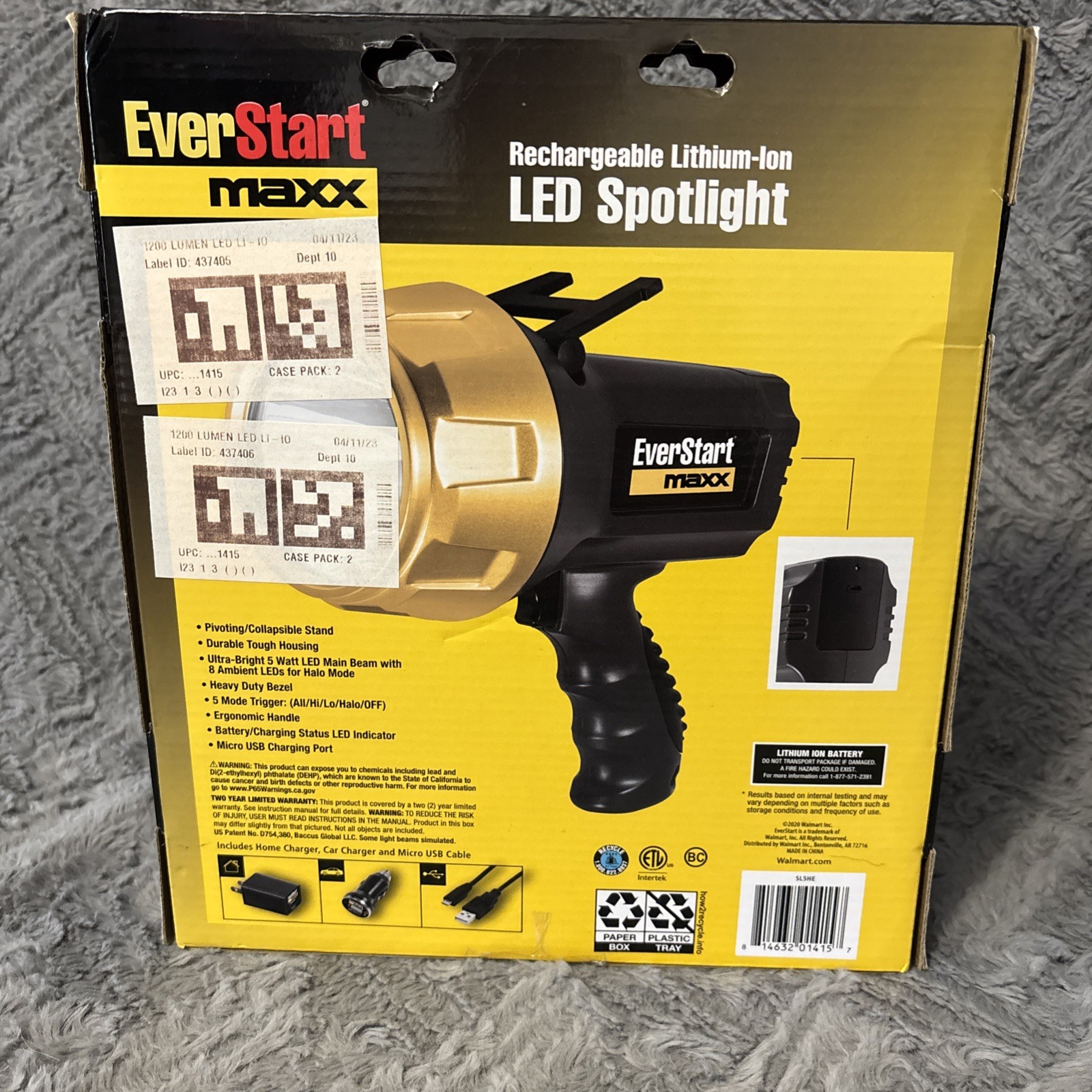 EverStart Maxx Rechargeable Lithium-lon LED Spotlight 1200 Lumens / 12hr Black