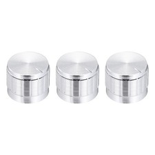 3pcs Potentiometer Knob Knurled Shaft Silver 21mmx17mm Volume Control Knob