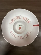 Merry Christmas Chips And Dip Bowl Server Rae Dunn 100% Melamine 2021 Holiday
