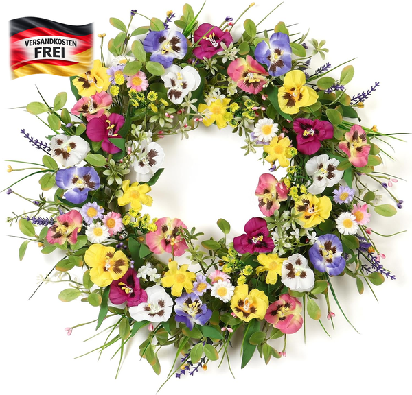 KüNstlicher FrüHlingskranz HaustüR 51 Cm Bunt Langlebig Dekorativ Fenster Wand-image