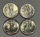 1942 BU, 2 1943 BU AND 1946 BU WALKING LIBERTY HALF DOLLAR LOT / 4 COINS