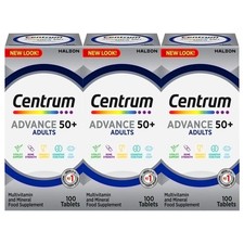 3 x Centrum Advance 50 Plus Multivitamin & Mineral Tablets, Pack of 100